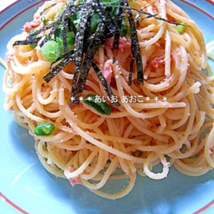 スパゲティを茹でるだけ♪ツナ缶と明太子の和風スパ